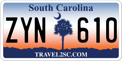 SC license plate ZYN610