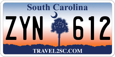 SC license plate ZYN612