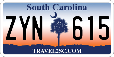 SC license plate ZYN615