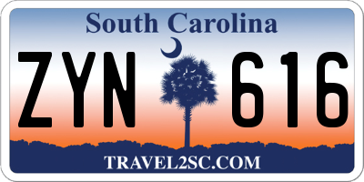 SC license plate ZYN616