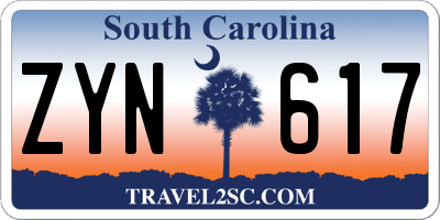 SC license plate ZYN617