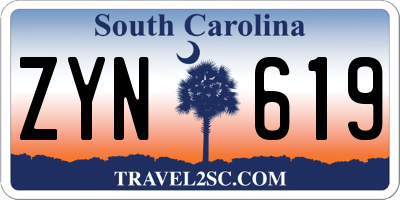 SC license plate ZYN619