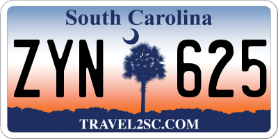 SC license plate ZYN625