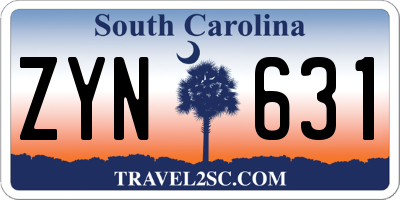 SC license plate ZYN631