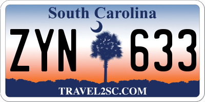 SC license plate ZYN633