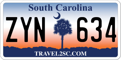 SC license plate ZYN634