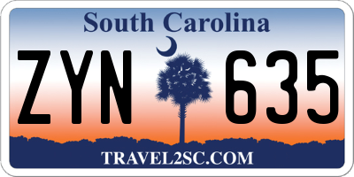 SC license plate ZYN635