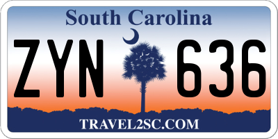 SC license plate ZYN636