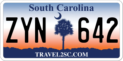 SC license plate ZYN642