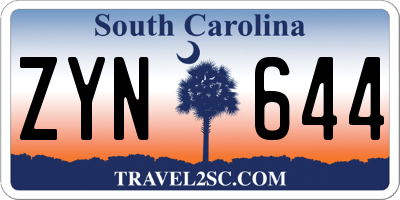 SC license plate ZYN644