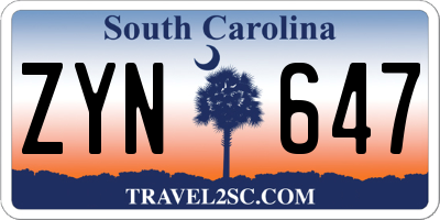 SC license plate ZYN647