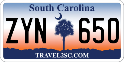 SC license plate ZYN650