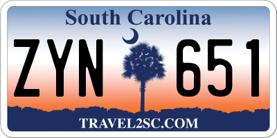 SC license plate ZYN651