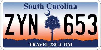 SC license plate ZYN653