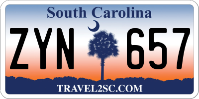 SC license plate ZYN657