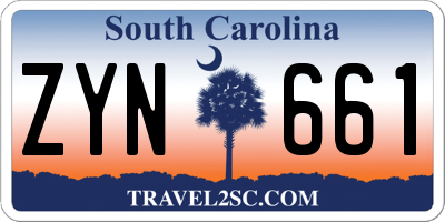 SC license plate ZYN661