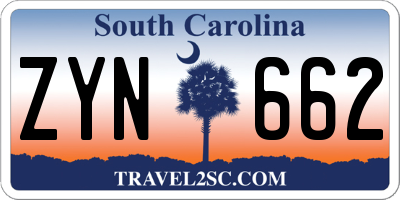 SC license plate ZYN662