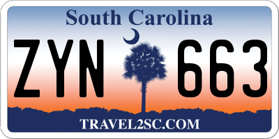 SC license plate ZYN663