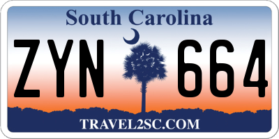 SC license plate ZYN664