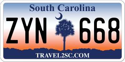 SC license plate ZYN668