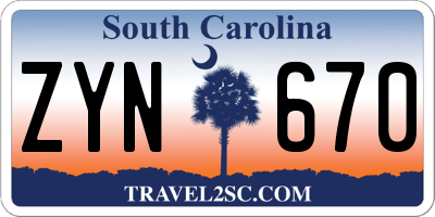 SC license plate ZYN670