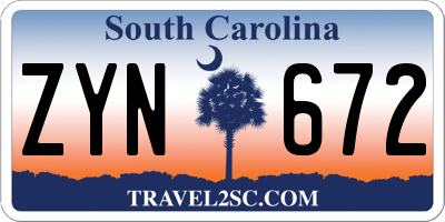 SC license plate ZYN672