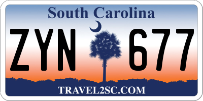 SC license plate ZYN677