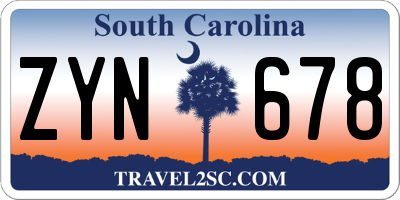 SC license plate ZYN678