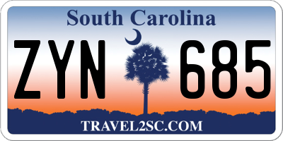 SC license plate ZYN685