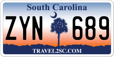 SC license plate ZYN689