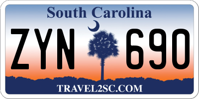 SC license plate ZYN690
