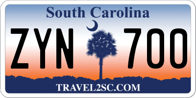 SC license plate ZYN700