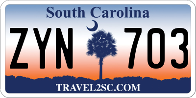 SC license plate ZYN703