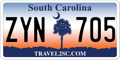 SC license plate ZYN705