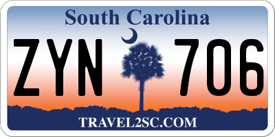 SC license plate ZYN706