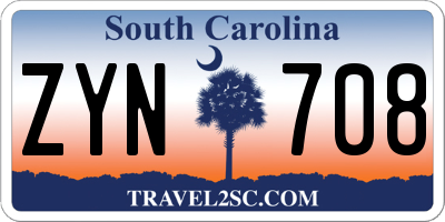 SC license plate ZYN708