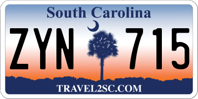 SC license plate ZYN715