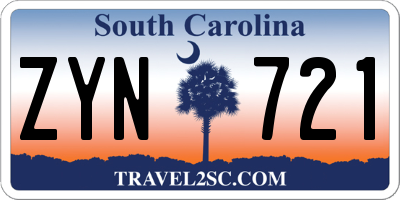 SC license plate ZYN721