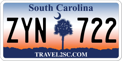 SC license plate ZYN722