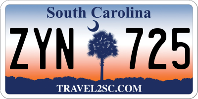 SC license plate ZYN725
