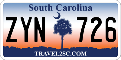 SC license plate ZYN726