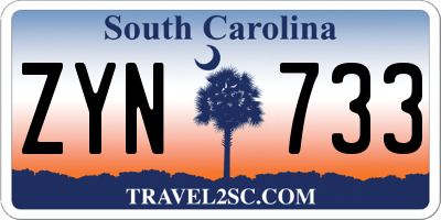 SC license plate ZYN733