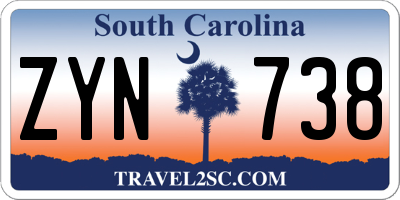 SC license plate ZYN738