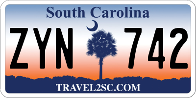 SC license plate ZYN742