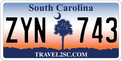 SC license plate ZYN743