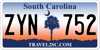 SC license plate ZYN752