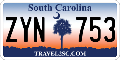 SC license plate ZYN753