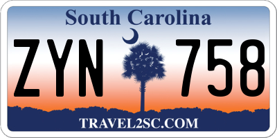 SC license plate ZYN758