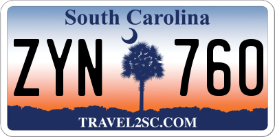 SC license plate ZYN760