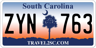 SC license plate ZYN763